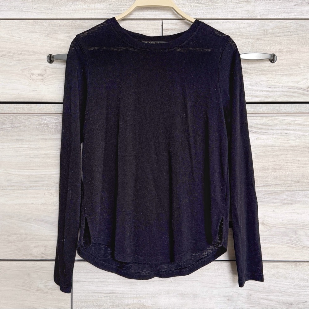 Athleta Long Sleeve Slub Tee Black Size Small